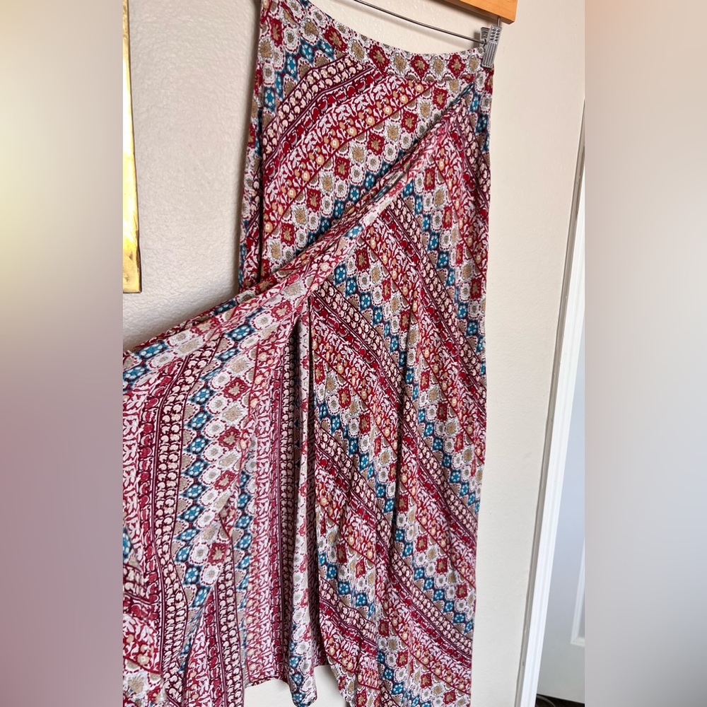 Wrap style maxi skirt - multicolored wrap maxi skirt - tapestry wrap skirt